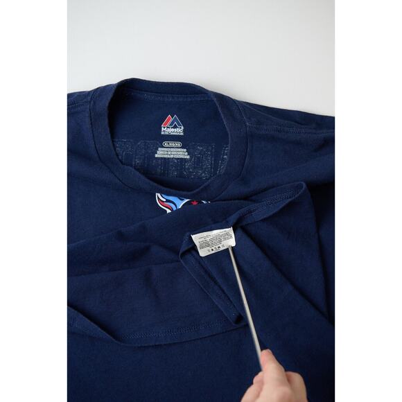 Majestic Tennessee Titans T-Shirt Mens XL Navy Marcus Mariota #8 NFL Fan Gear - Picture 5 of 7